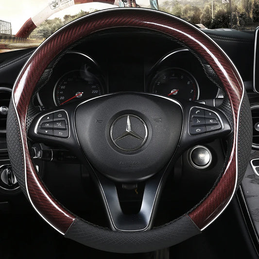 Carbon Fiber & Leather Car Steering Wheel Cover